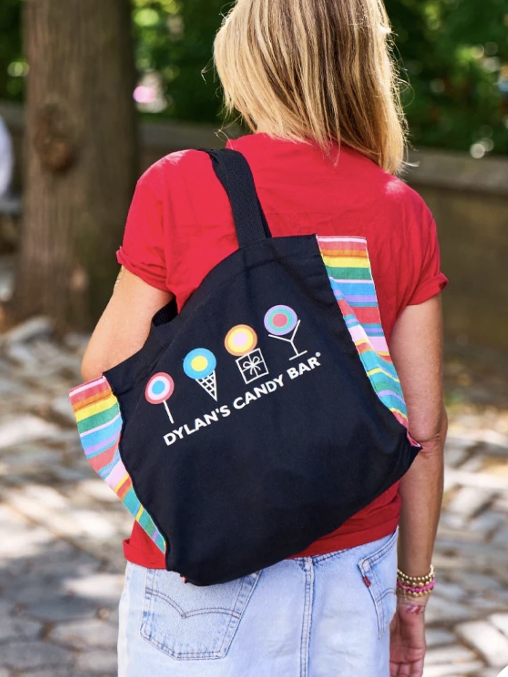 Dylan's Candy Bar Black Rainbow Tote 14"L x 13"W x 5"D Like New